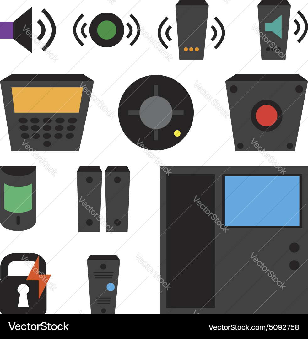 Simple set of detectors icons for window fire vector image