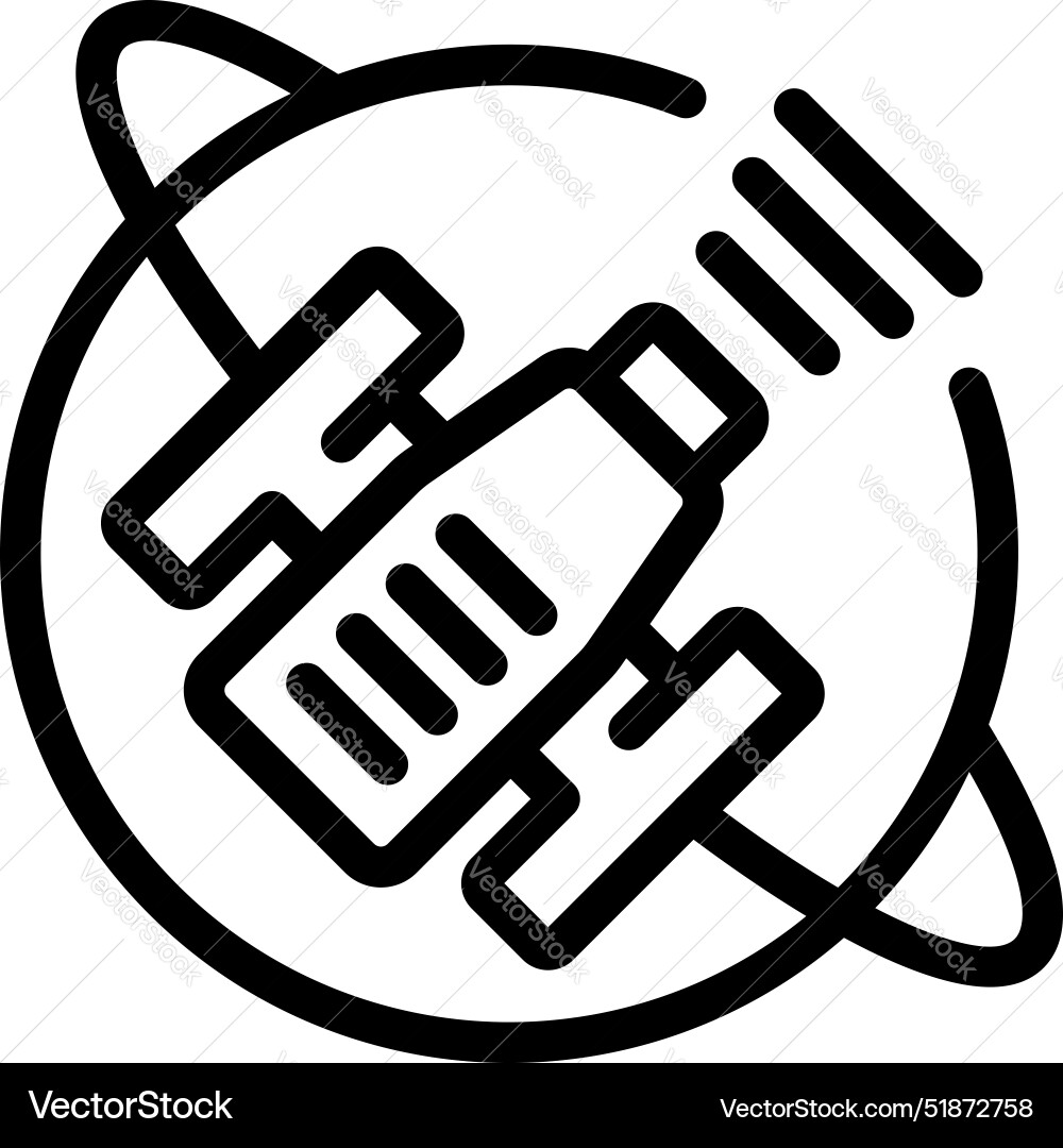Spacecraft orbiting planet sending signals icon Vector Image