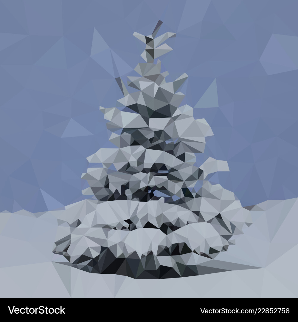 Spruce in the snow multicolored triangular mosaic vector image