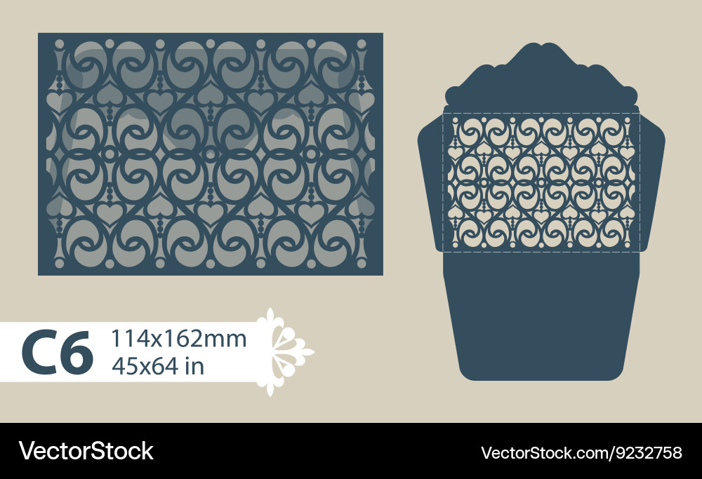 Template envelope with carved openwork pattern Vector Image