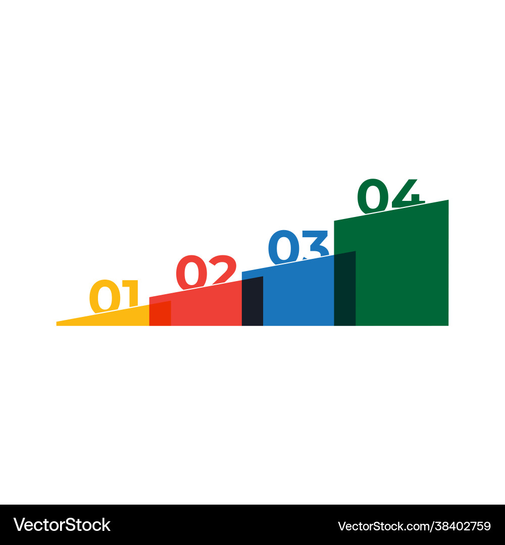Bar chart or diagram with 4 colorful columns Vector Image