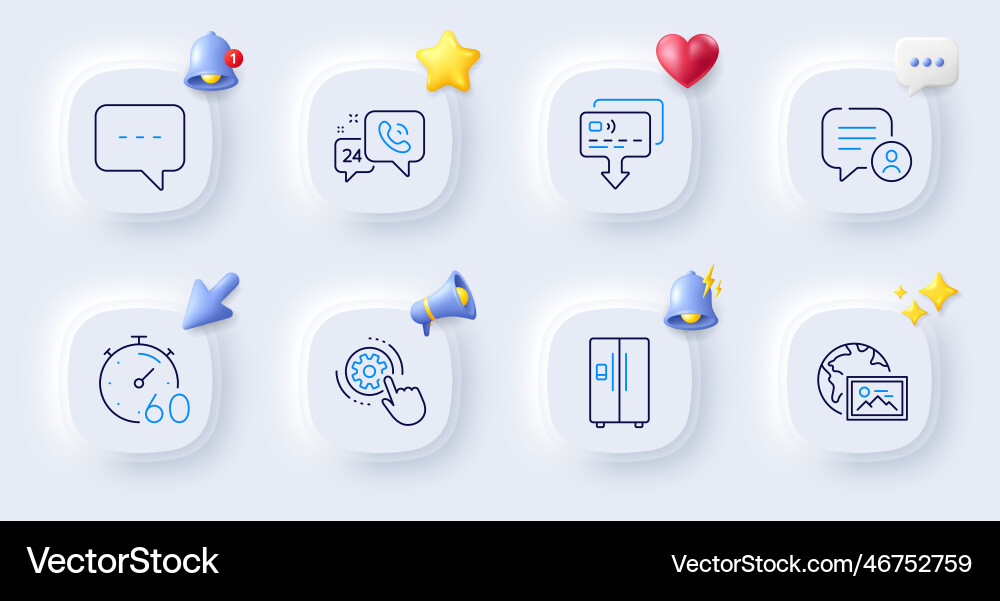 Blog timer and cogwheel settings line icons Blog timer and cogwheel settings line icons vector image