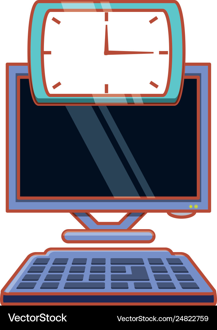 Computer desktop with time clock vector image