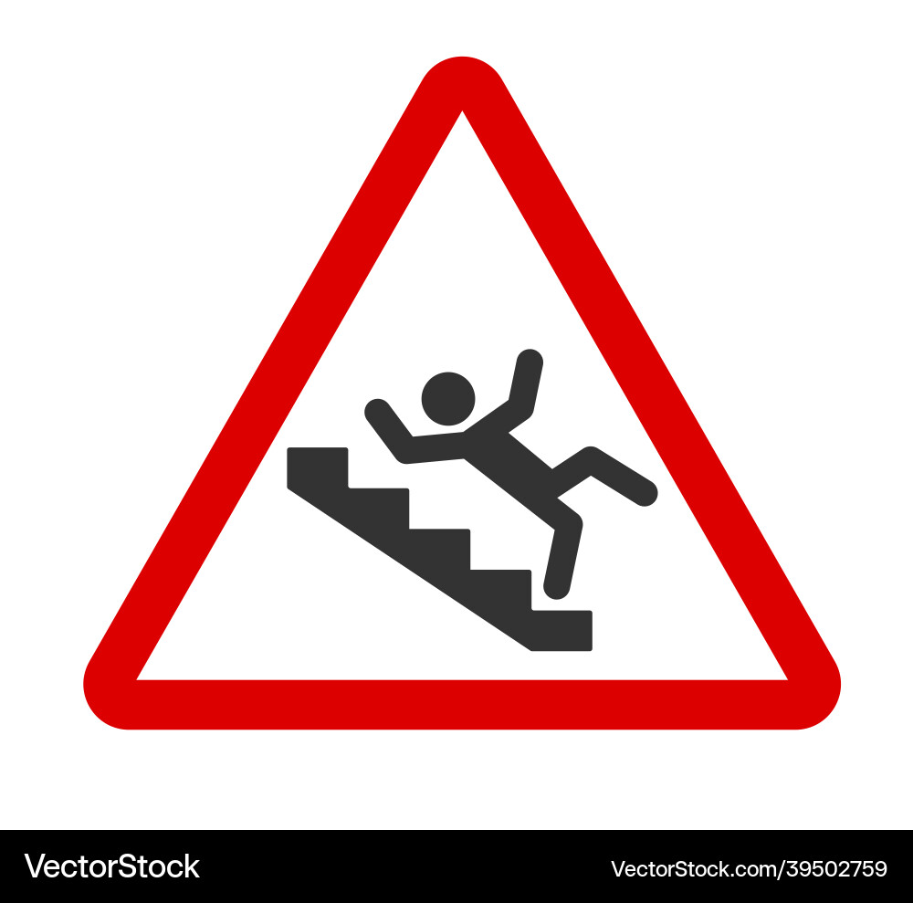 Falling Man Stairway Warning Sign Vector Image