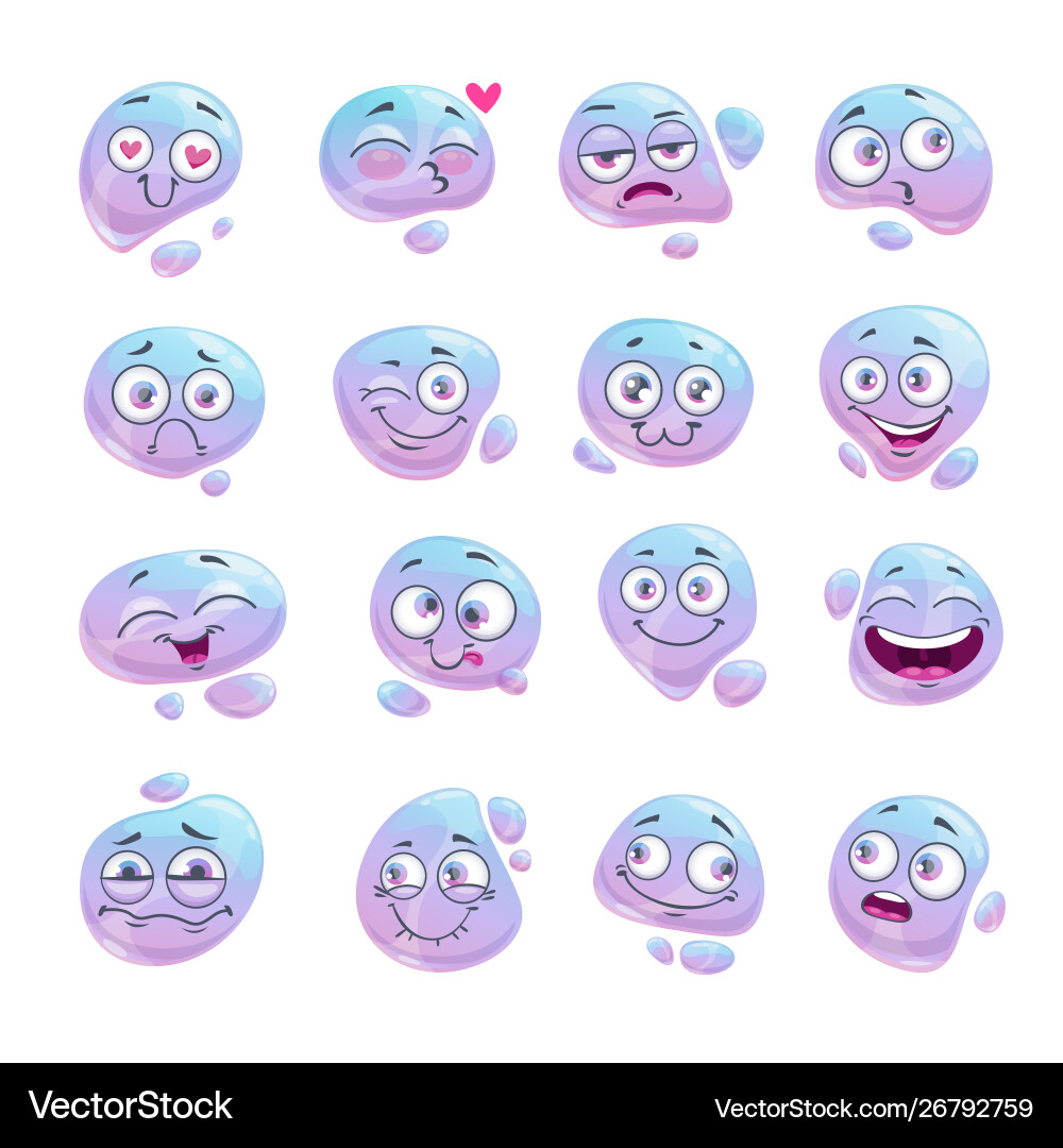 Liquid cartoon blobs set transparent bubbles vector image