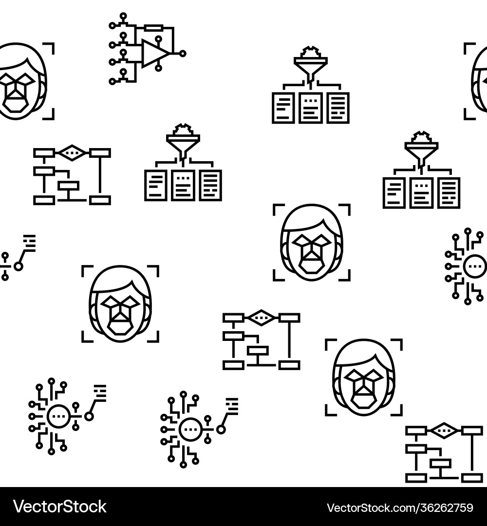 Neural network and ai seamless pattern Neural network and ai seamless pattern vector image