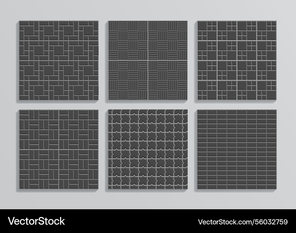Paved floor seamless patterns set slab pavement Paved floor seamless patterns set slab pavement vector image