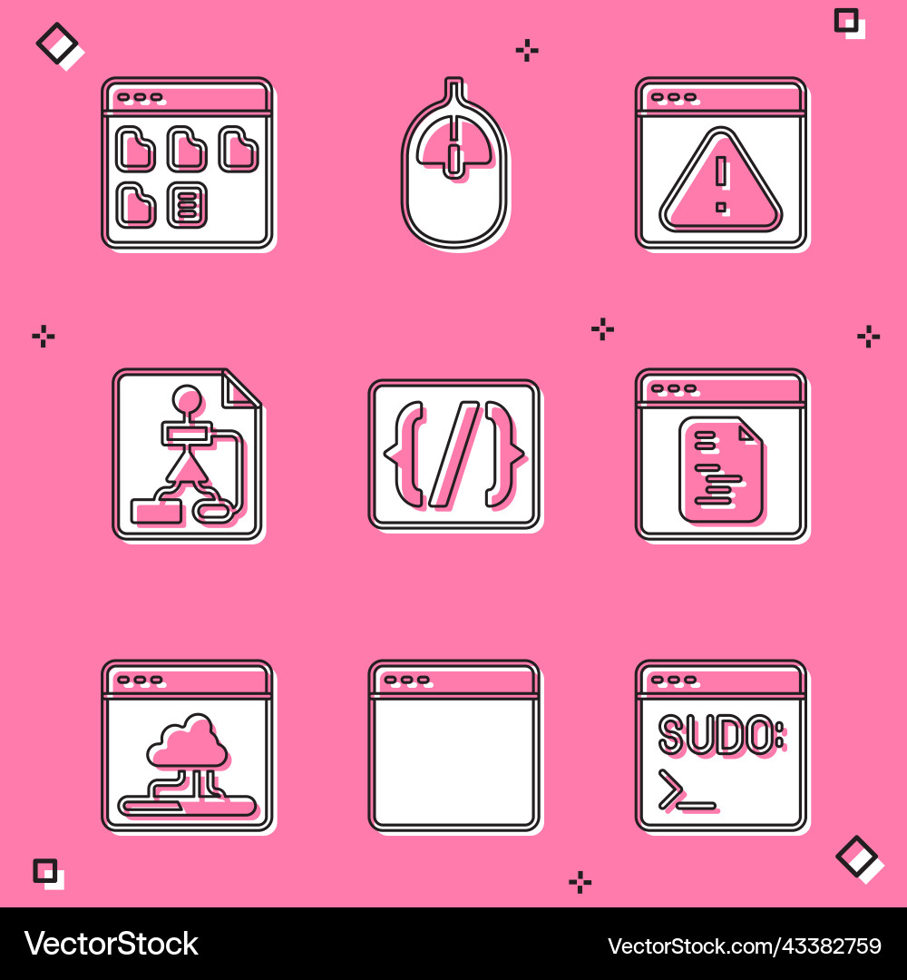 Set browser files computer mouse Set browser files computer mouse vector image