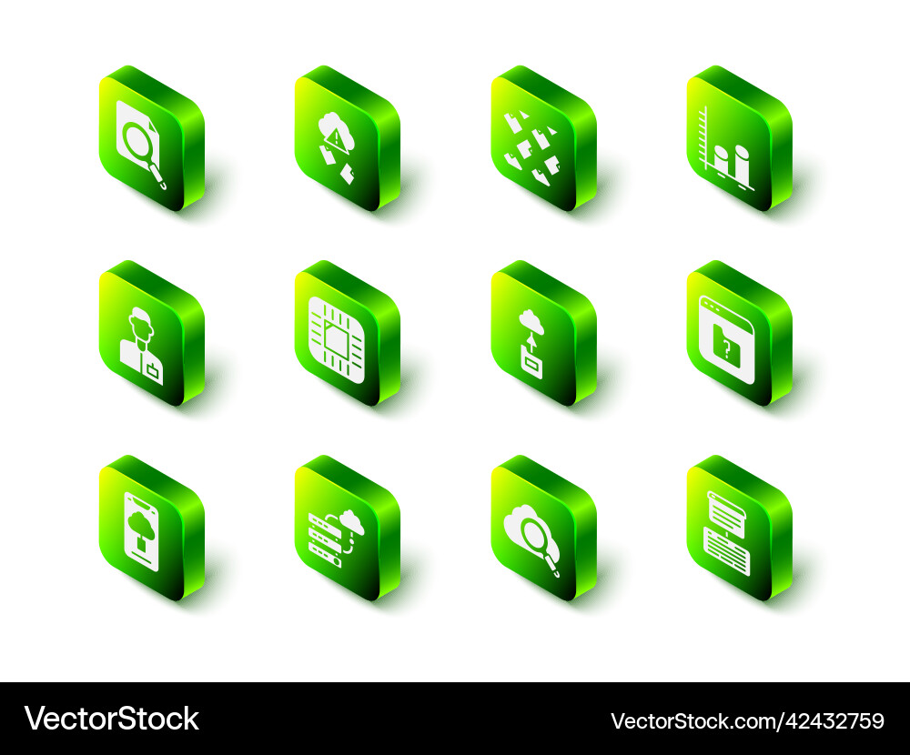Set cloud hacking data stream analysis file Set cloud hacking data stream analysis file vector image