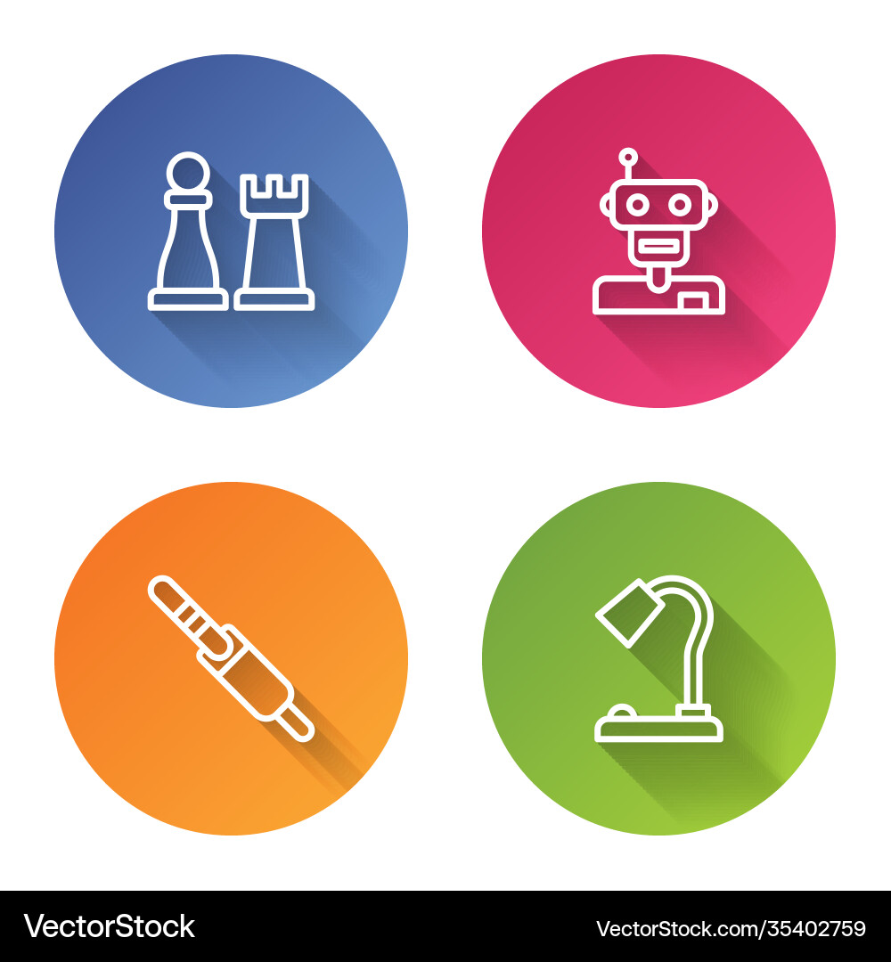 Set line chess robot audio jack and table lamp Vector Image