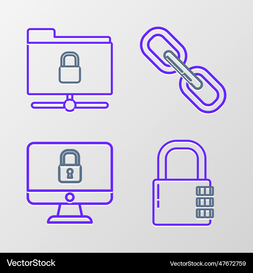 Set line safe combination lock computer Set line safe combination lock computer vector image