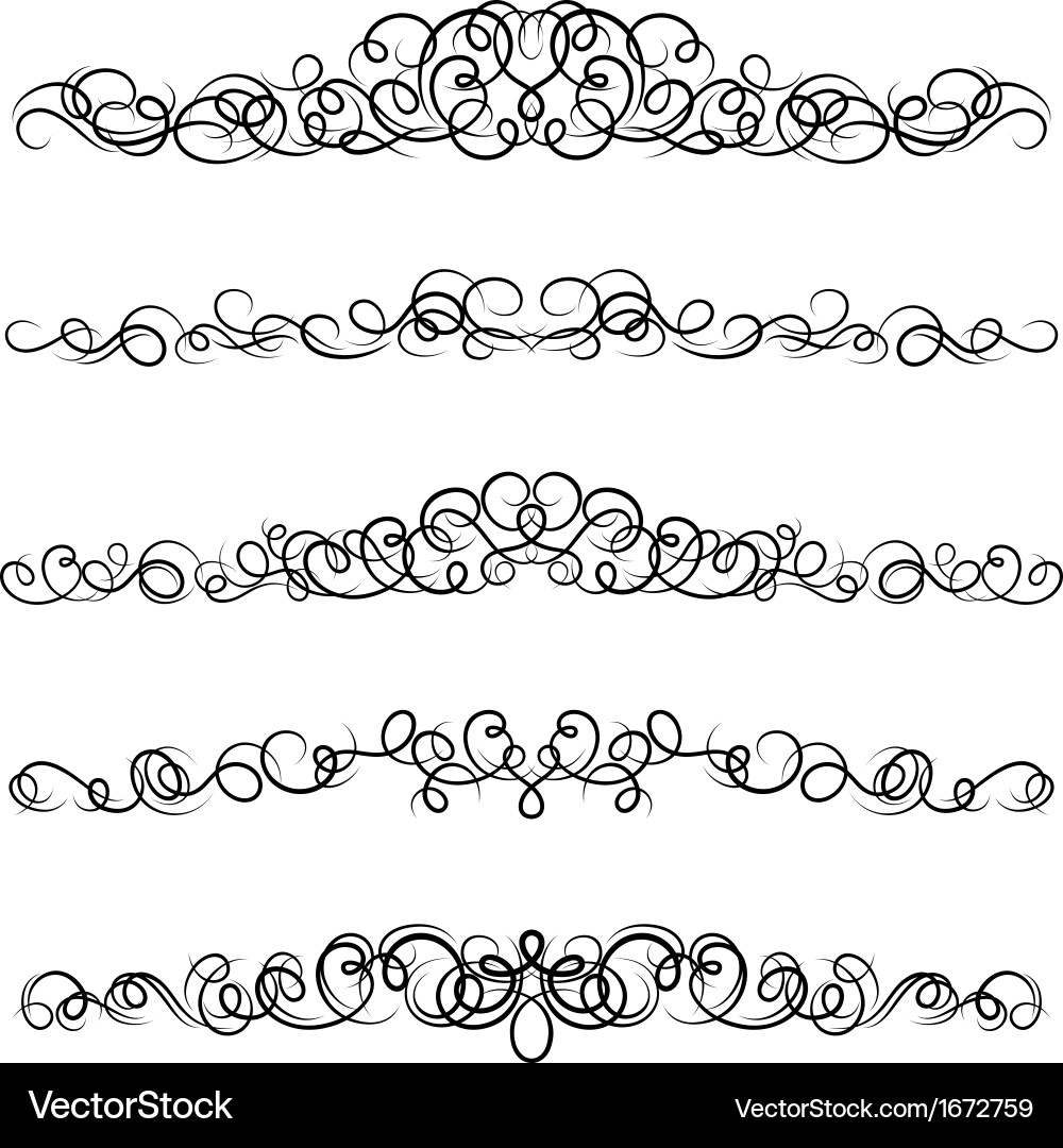 Set of curled calligraphic design elements Vector Image