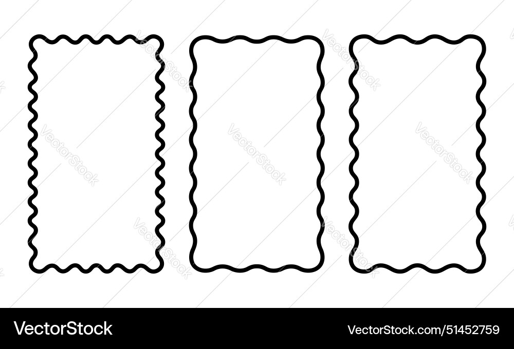 Set of vertical rectangle frames with wavy edges Set of vertical rectangle frames with wavy edges vector image