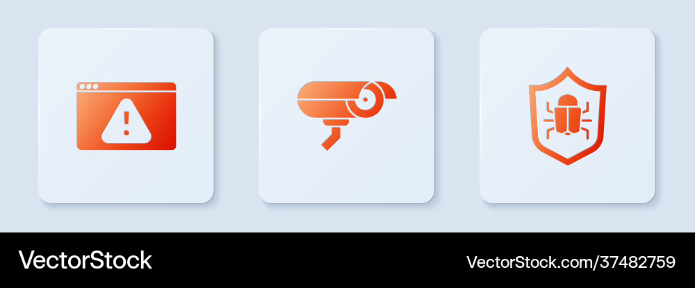 Set security camera browser with exclamation mark Set security camera browser with exclamation mark vector image