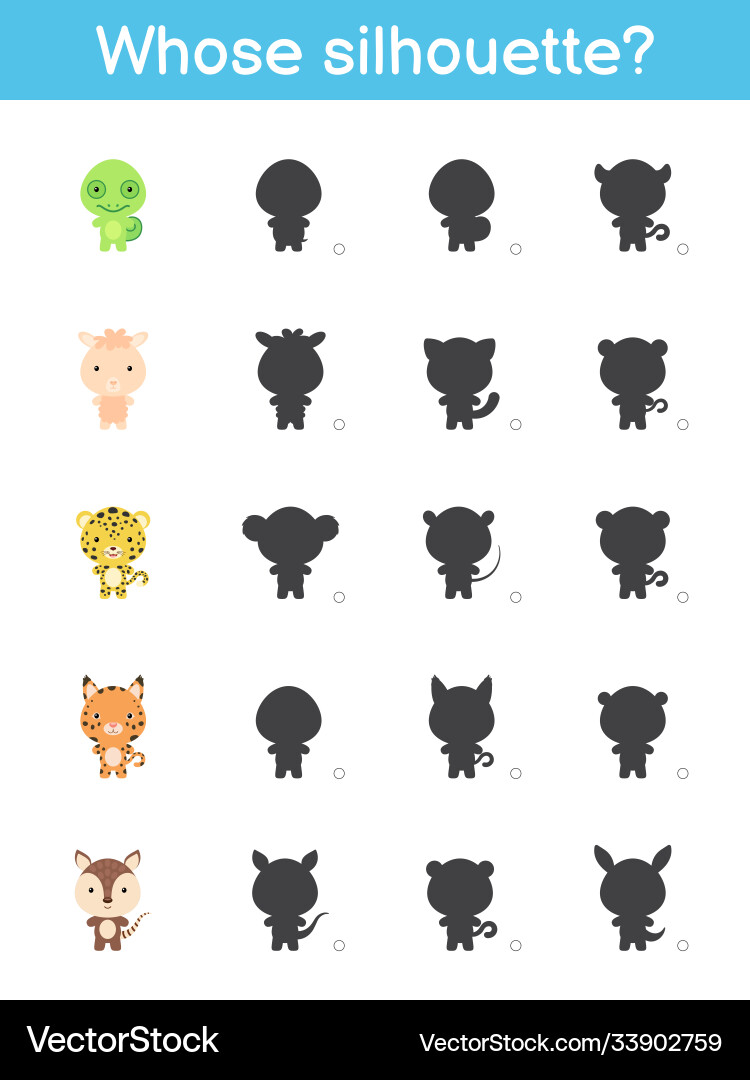 Whose silhouette game template matching Whose silhouette game template matching vector image
