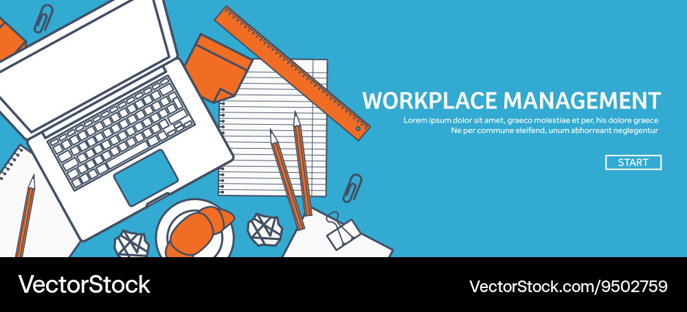 Workplace with table and computer Vector Image