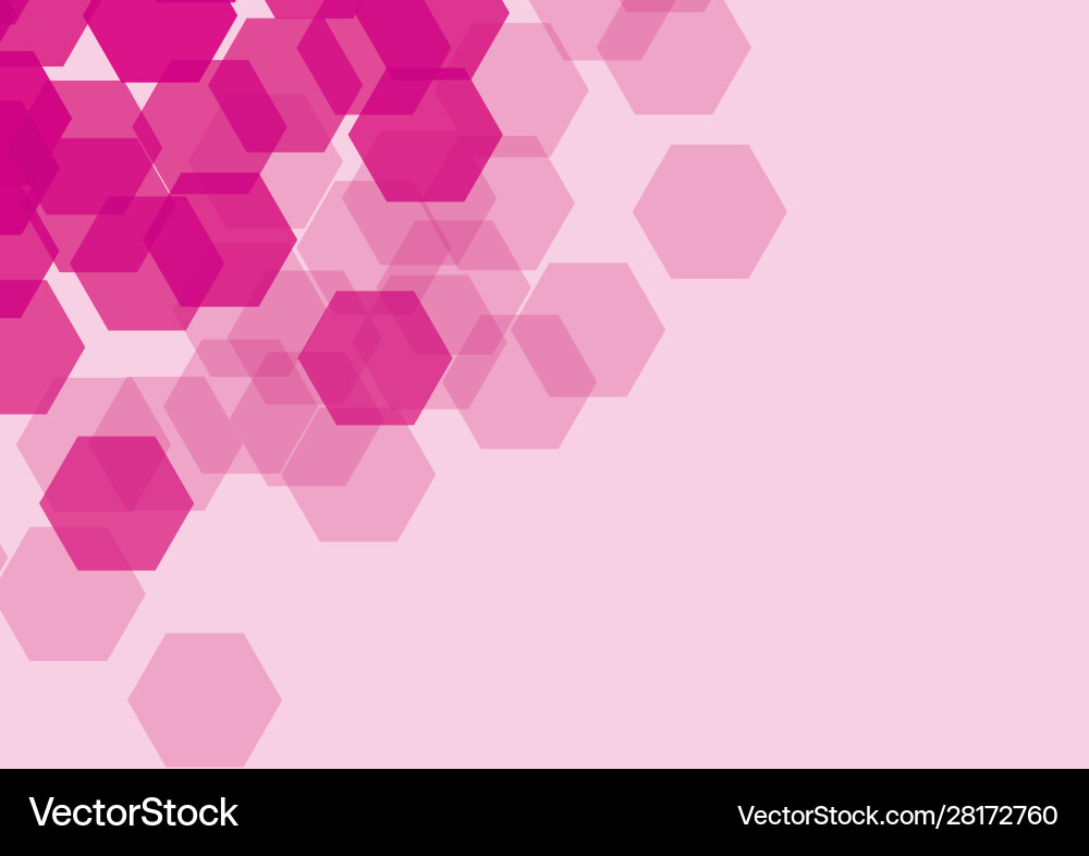 Background design with pink hexagon patterns vector image