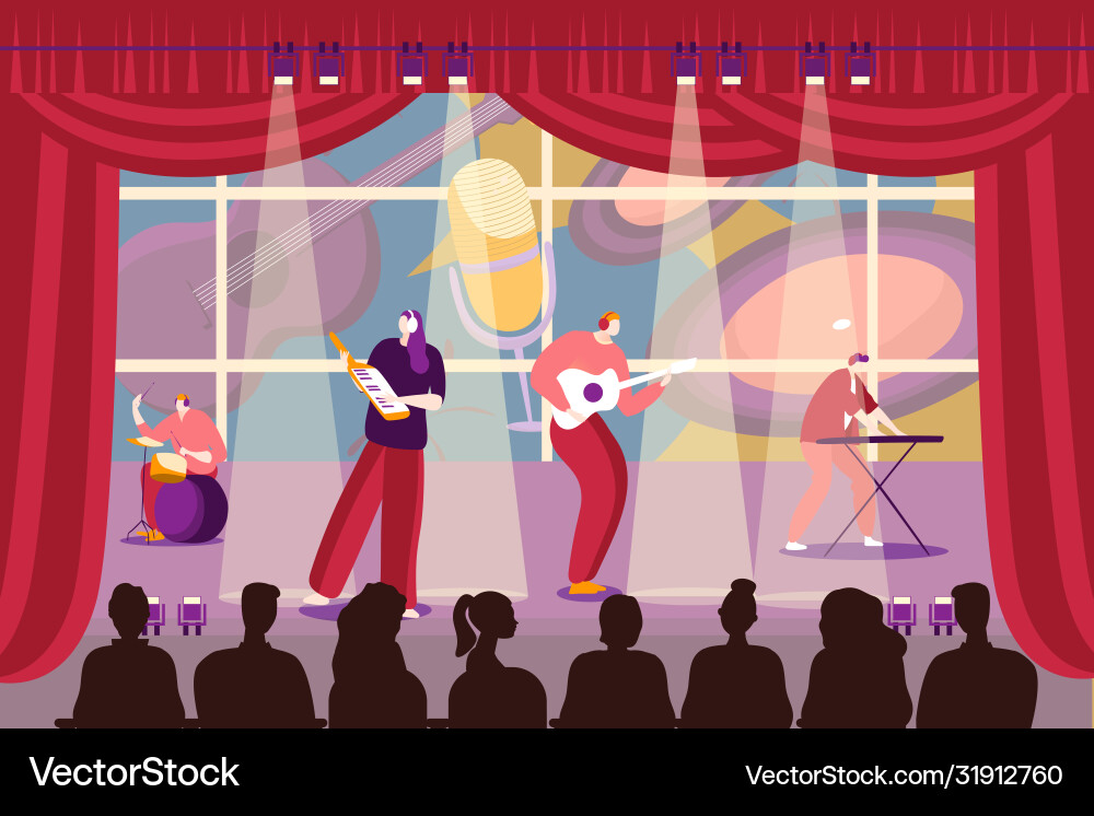 Band-Leute spielen Musik auf der Bühne Band-Leute spielen Musik auf der Bühne vektorbild