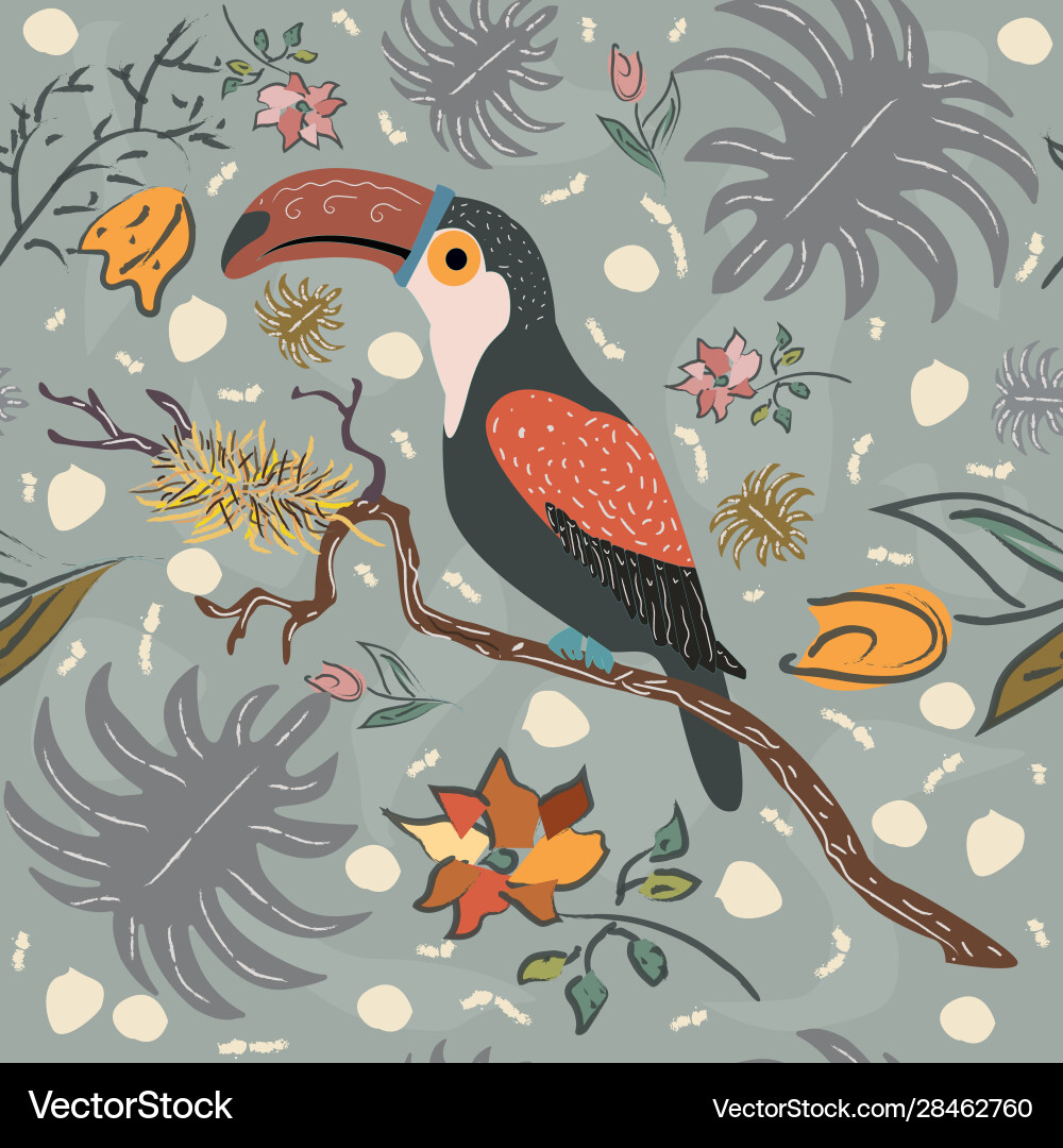 Bird toucan seamless pattern Bird toucan seamless pattern Vector Image
