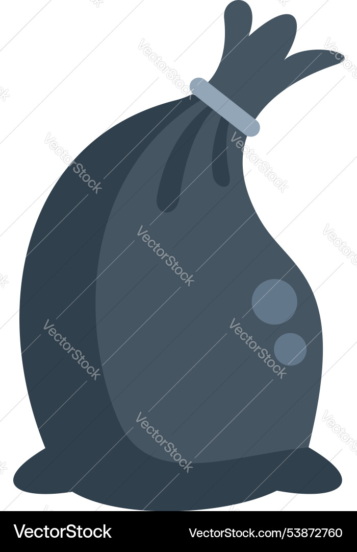 Black garbage bag tied with string lying on ground Black garbage bag tied with string lying on ground Vector Image