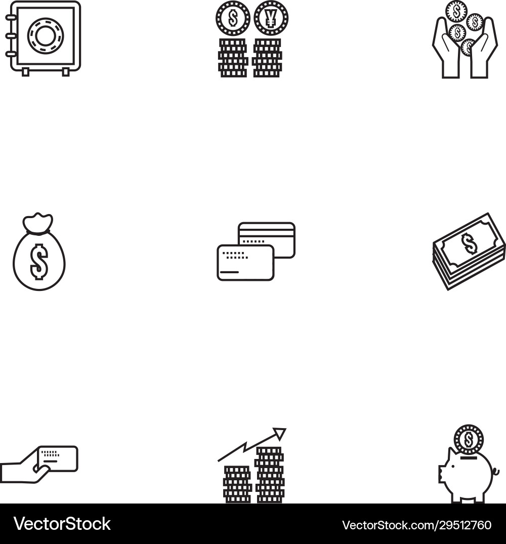 Bundle saving set line style icons Bundle saving set line style icons vector image