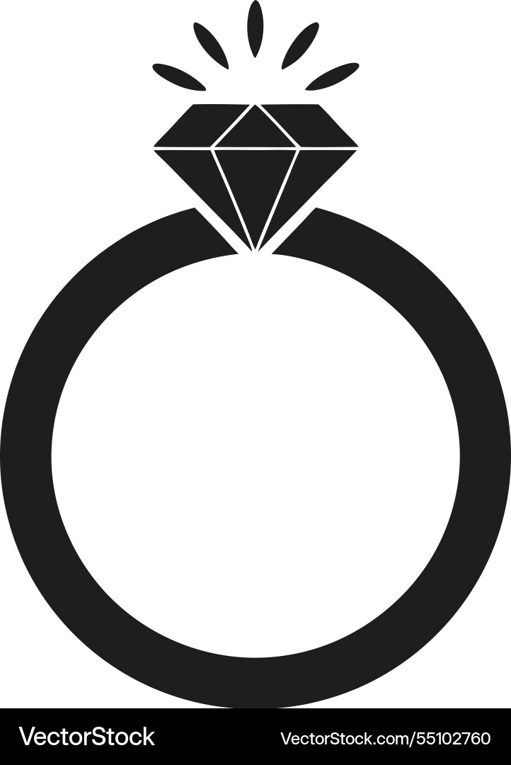 Diamond engagement ring silhouette Diamond engagement ring silhouette vector image