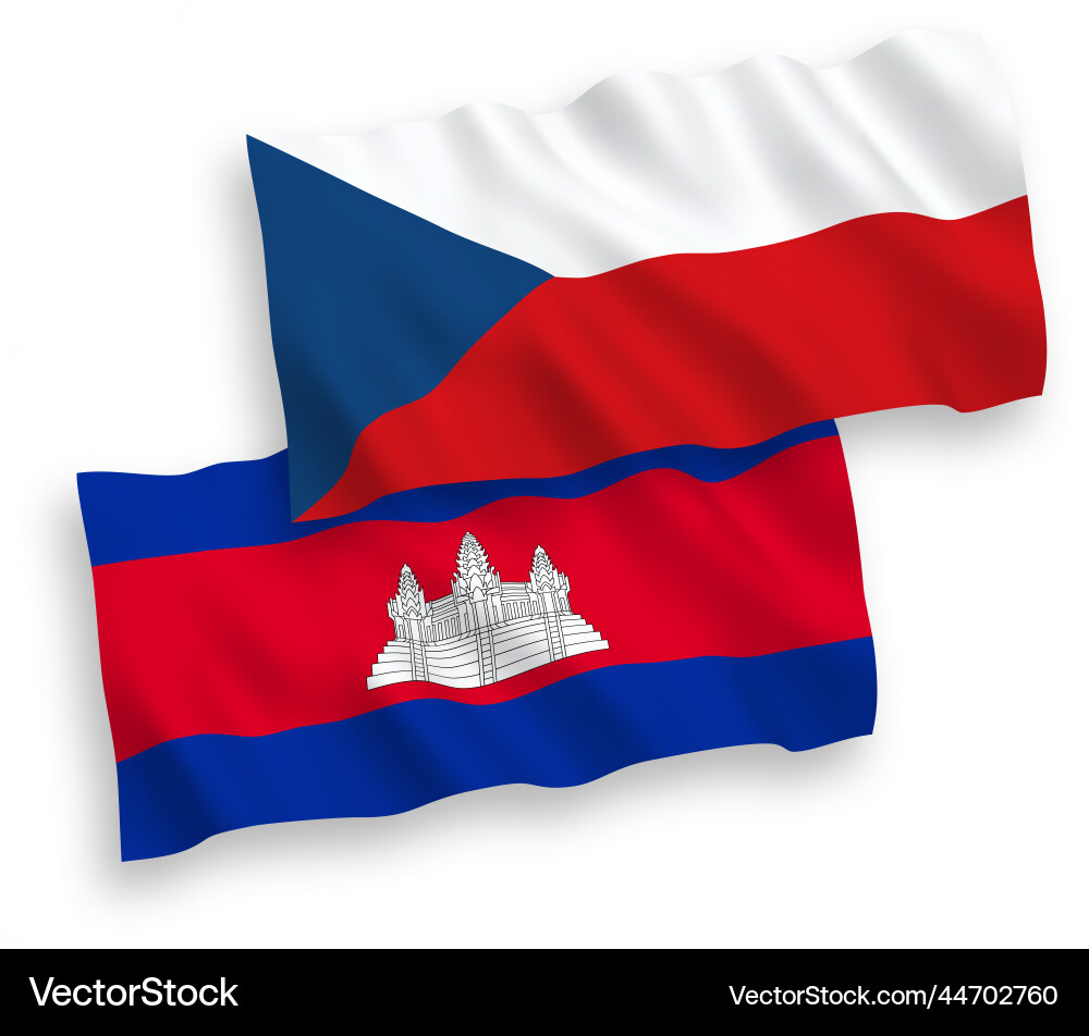 Flags of czech republic and kingdom cambodia Flags of czech republic and kingdom cambodia vector image