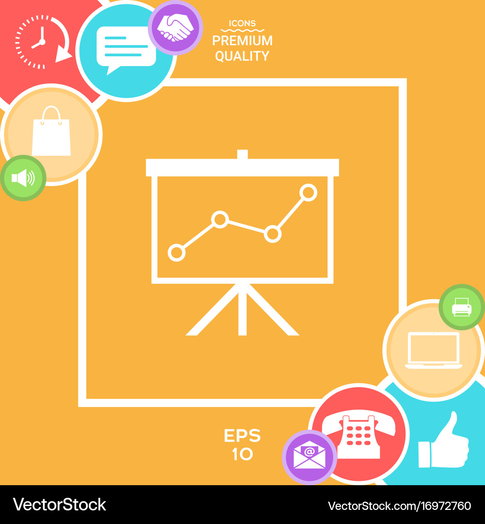 Flip-chart projection screen with a graph vector image