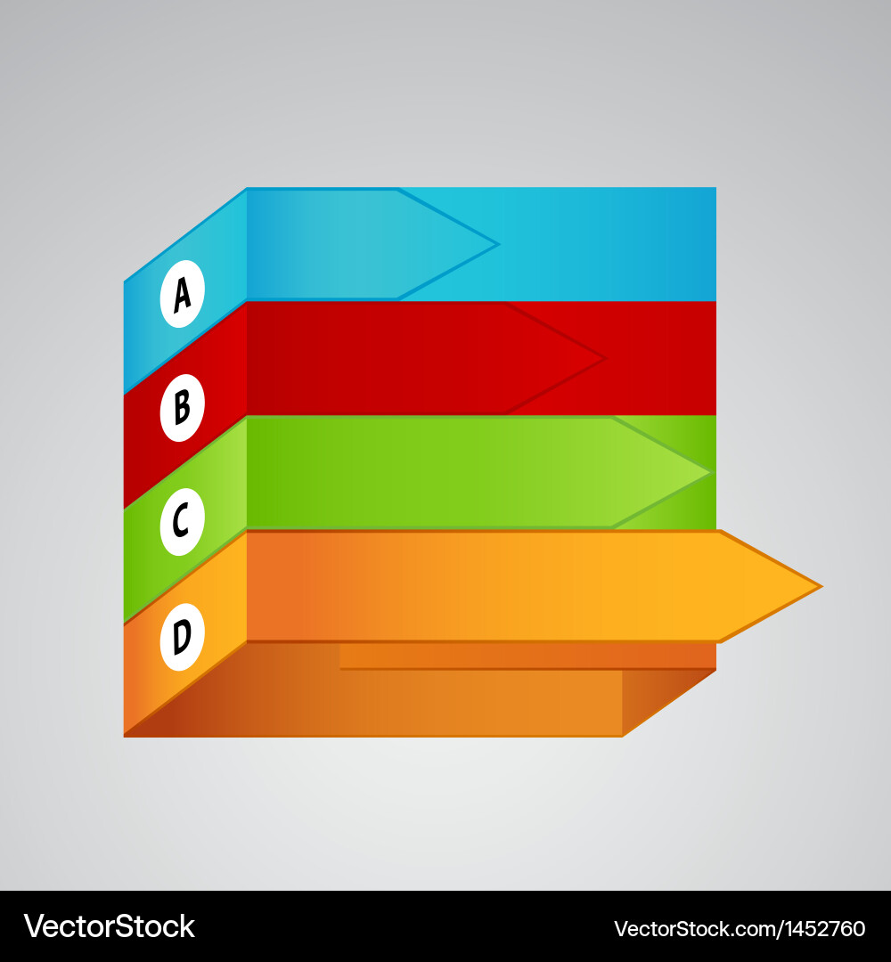 Four different color labels with arrows vector image