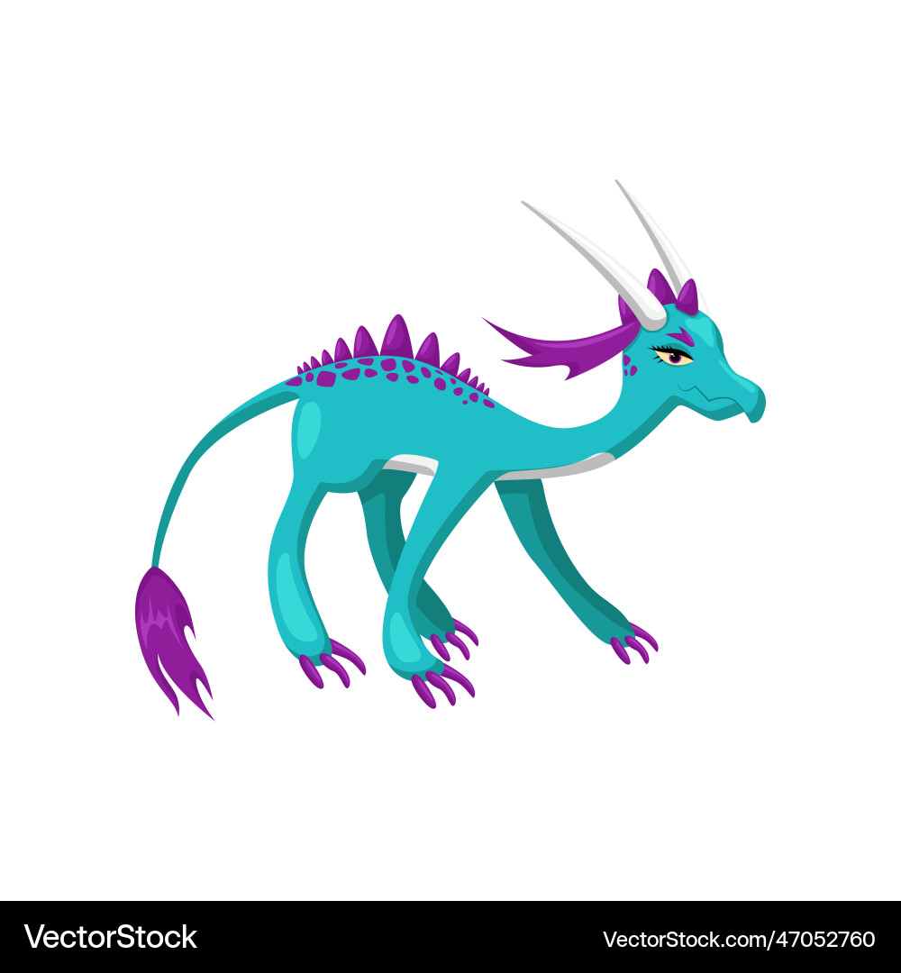 Gehorntes blaues Märchenmonster Gehorntes blaues Märchenmonster vektorbild