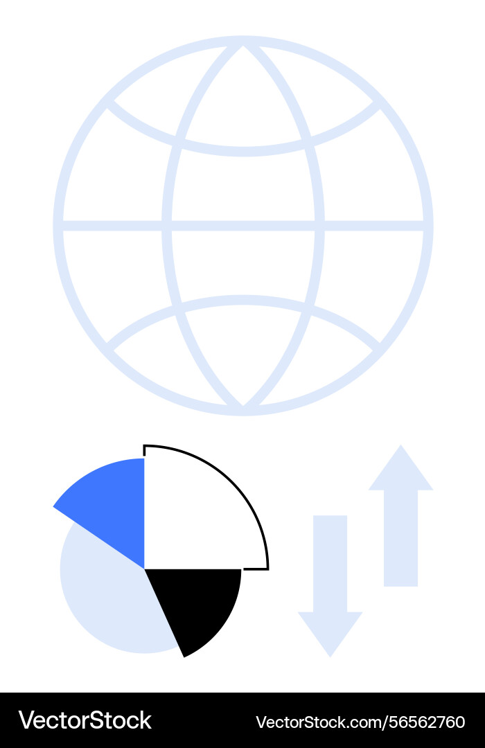 Global data analysis concept with pie chart Global data analysis concept with pie chart Vector Image