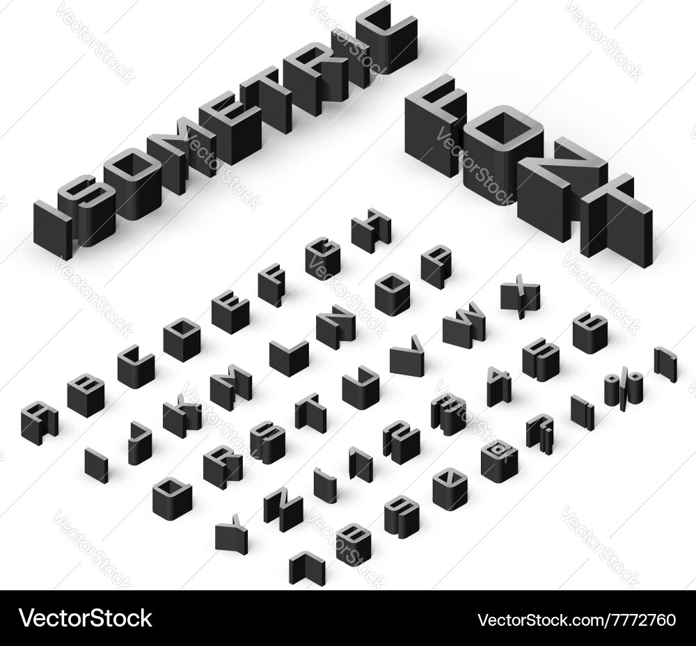 Isometric Font Block Set vector image