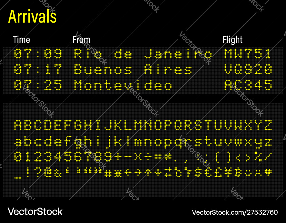 LED Digital Font Display Vector Image