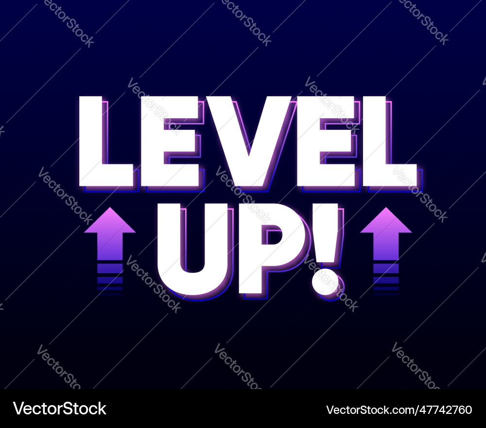 Level up with arrows isolated on dark background Level up with arrows isolated on dark background vector image