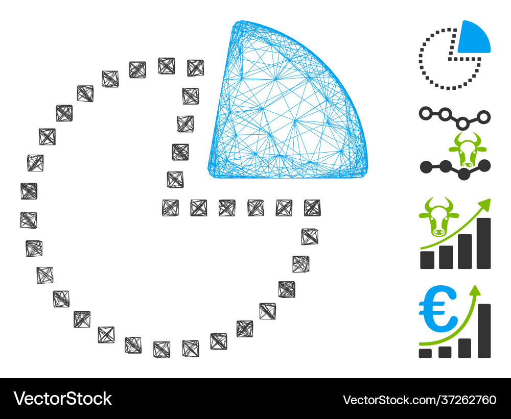 Linear pie chart mesh Linear pie chart mesh vector image