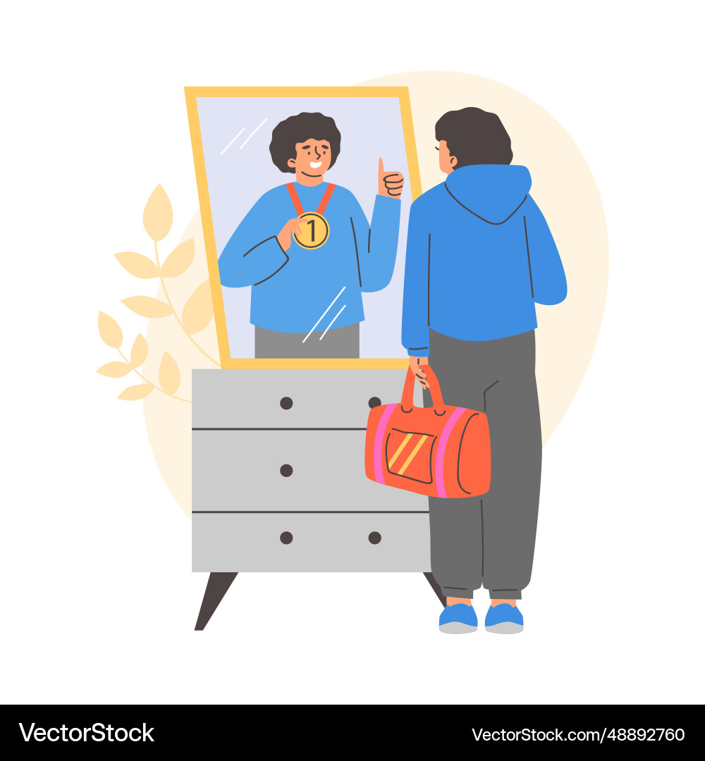 Man looking in the mirror reflection best vector image