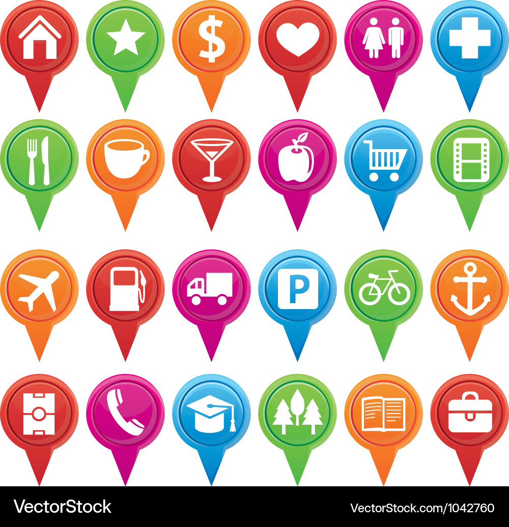 Navigation Icons - Map Markers Set vector image