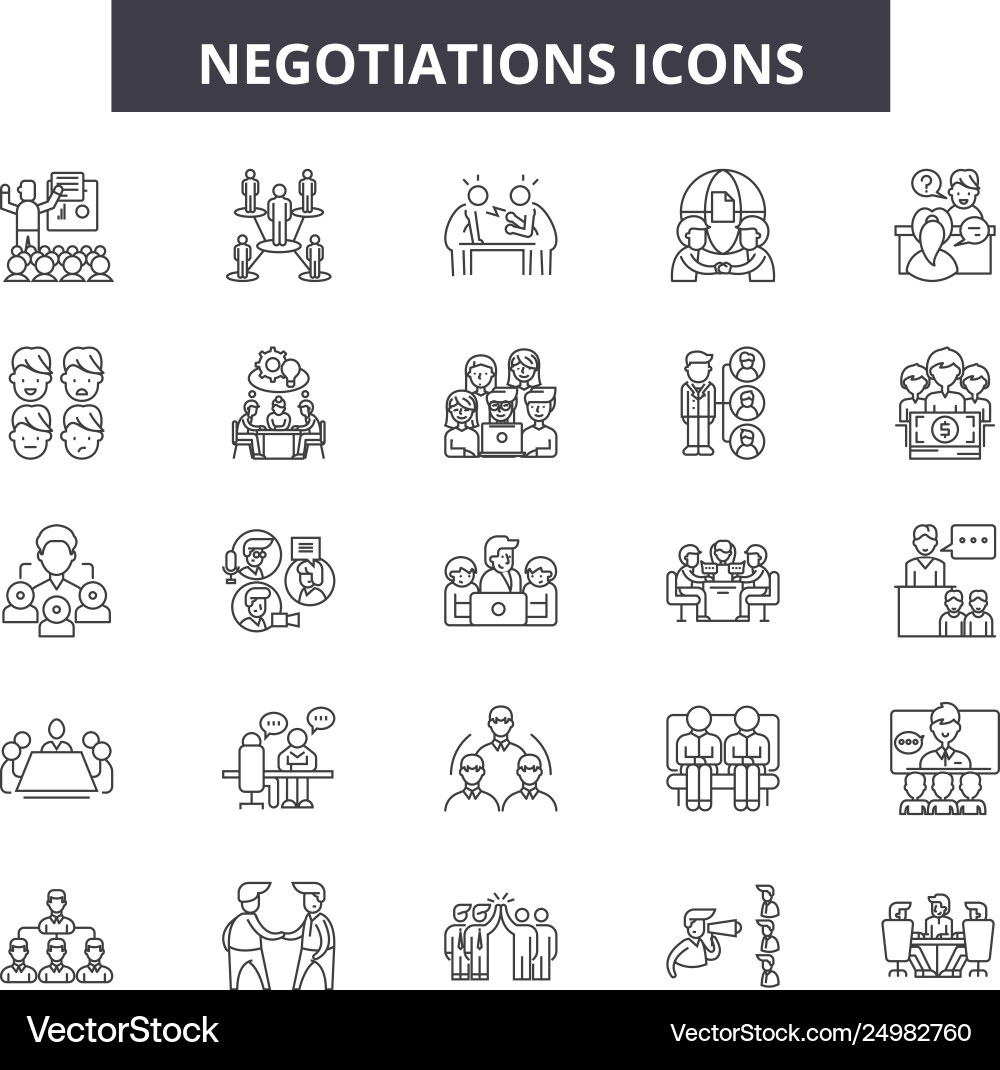 Negotiations line icons signs set Negotiations line icons signs set vector image