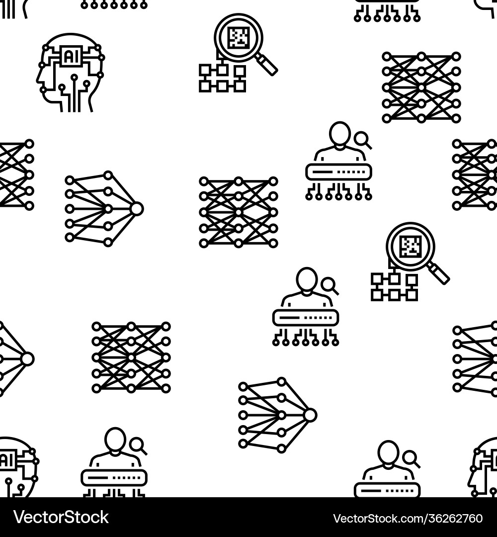 Neural network and ai seamless pattern Neural network and ai seamless pattern vector image