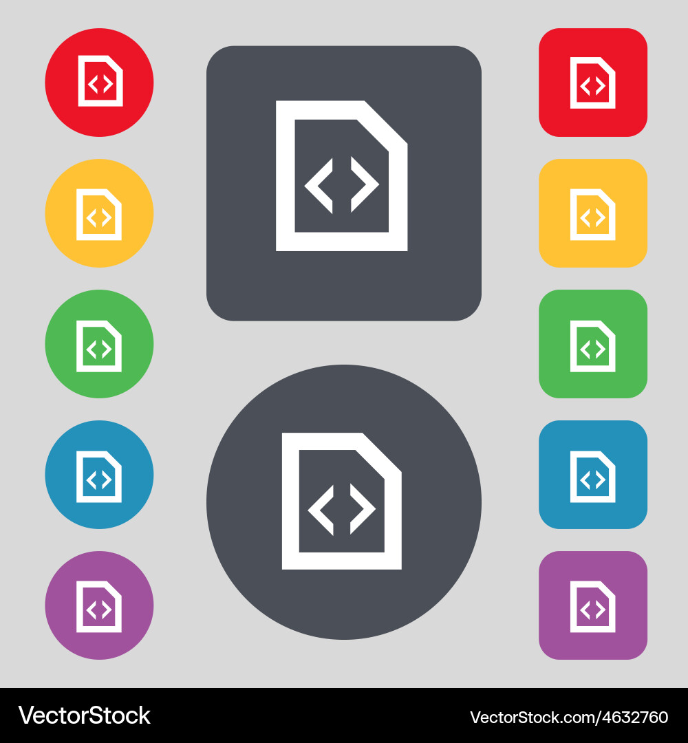 Programming code icon sign a set of 12 colored vector image