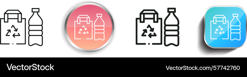 Recycle bag icon thin linear regular and button Recycle bag icon thin linear regular and button vector image