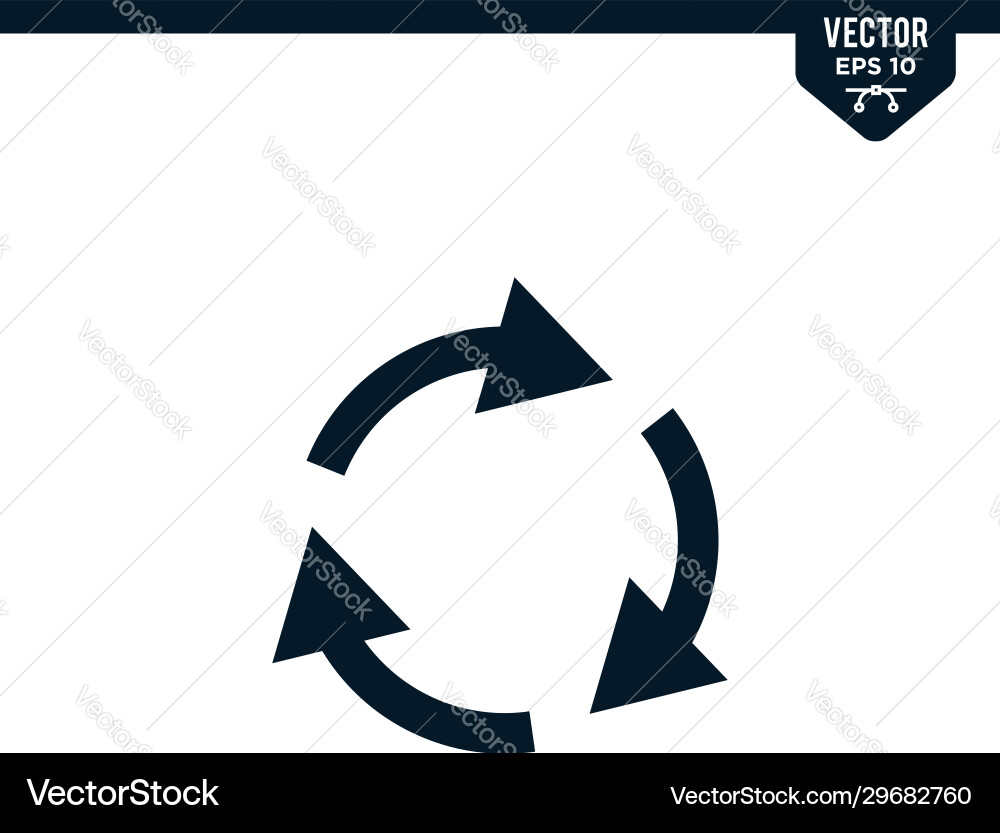 Reset or refresh icon collection in glyph style Reset or refresh icon collection in glyph style Vector Image