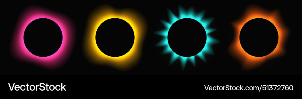 Set of circle illuminate light frames Set of circle illuminate light frames vector image