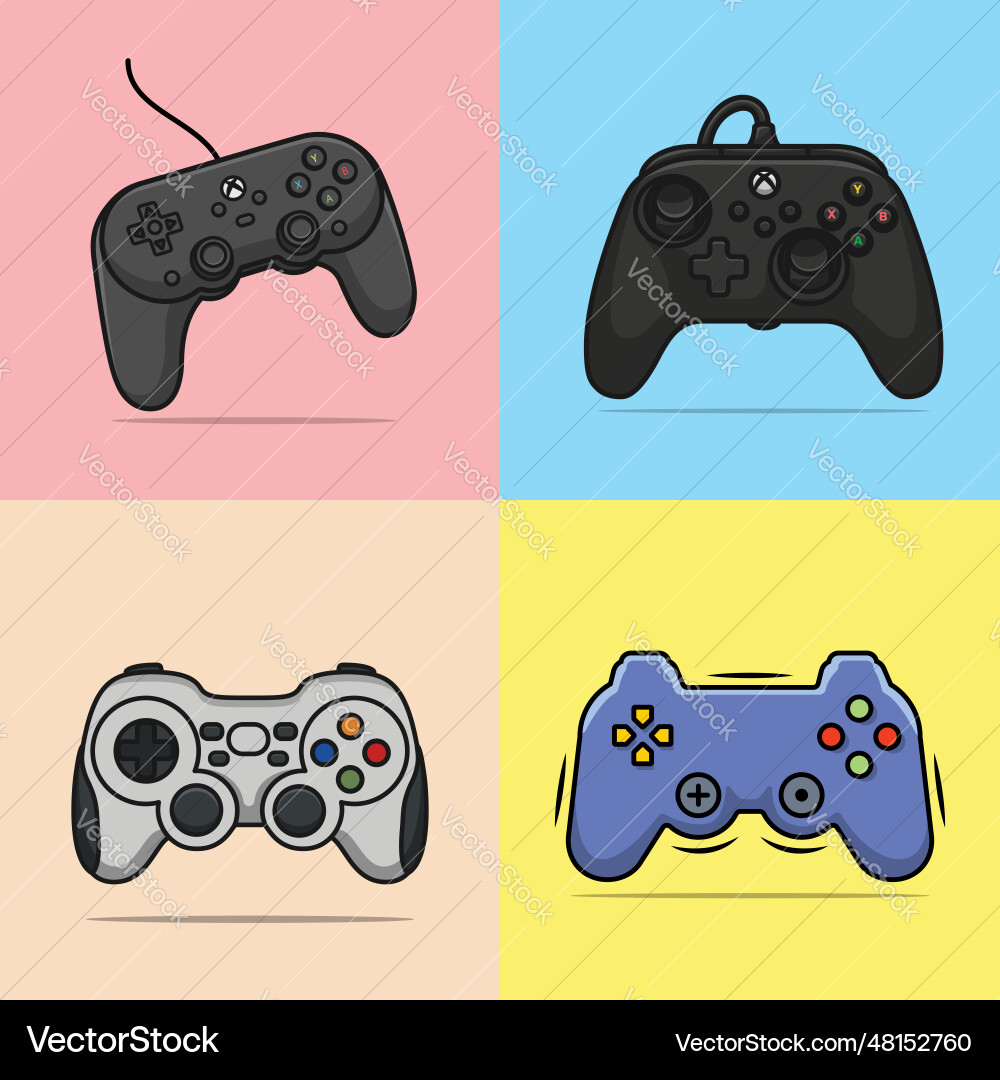 Set of video game console or controller vector image