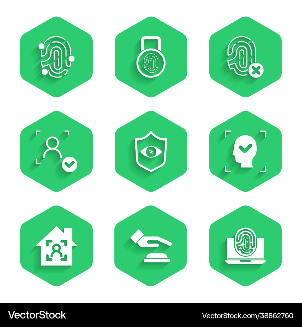 Set shield eye scan palm print recognition Set shield eye scan palm print recognition vector image
