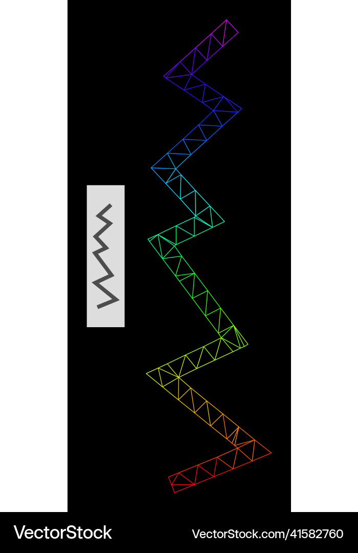 Spectrum gradiented polygonal network zigzag line vector image