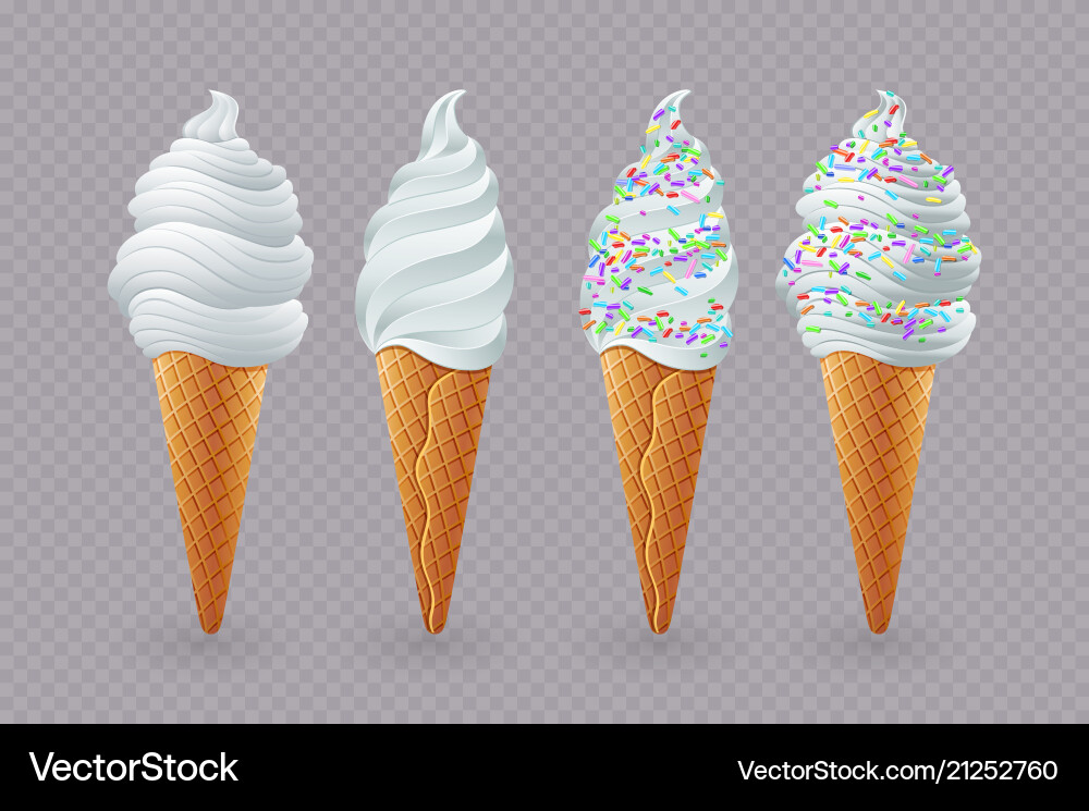 Tasty ice cream with vanilla in a waffle cup Tasty ice cream with vanilla in a waffle cup vector image