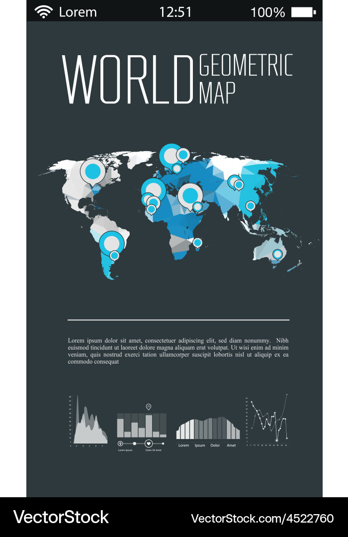 Three dimensional polygonal world map Vector Image