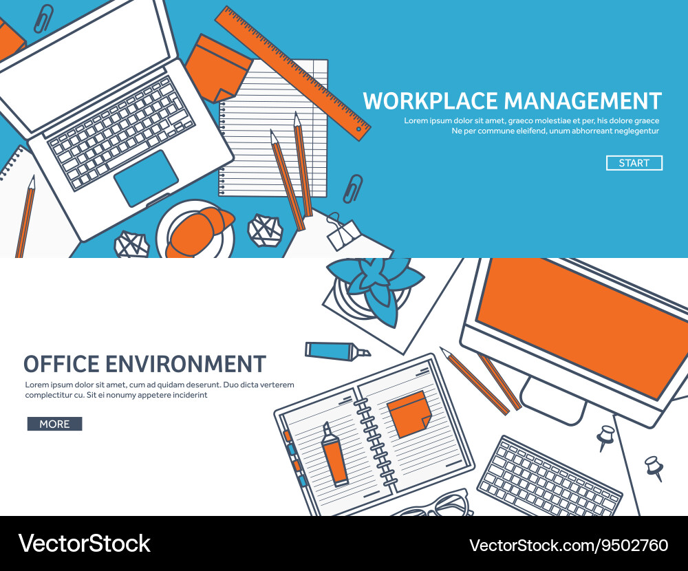 Workplace with table and computer vector image