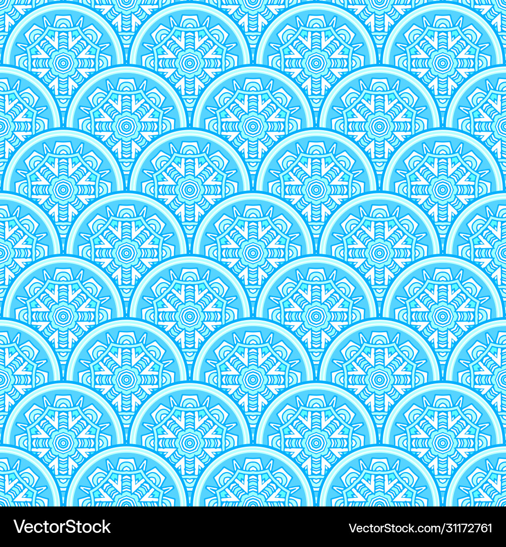 Blue seamless snowflake pattern tiles abstract Vector Image